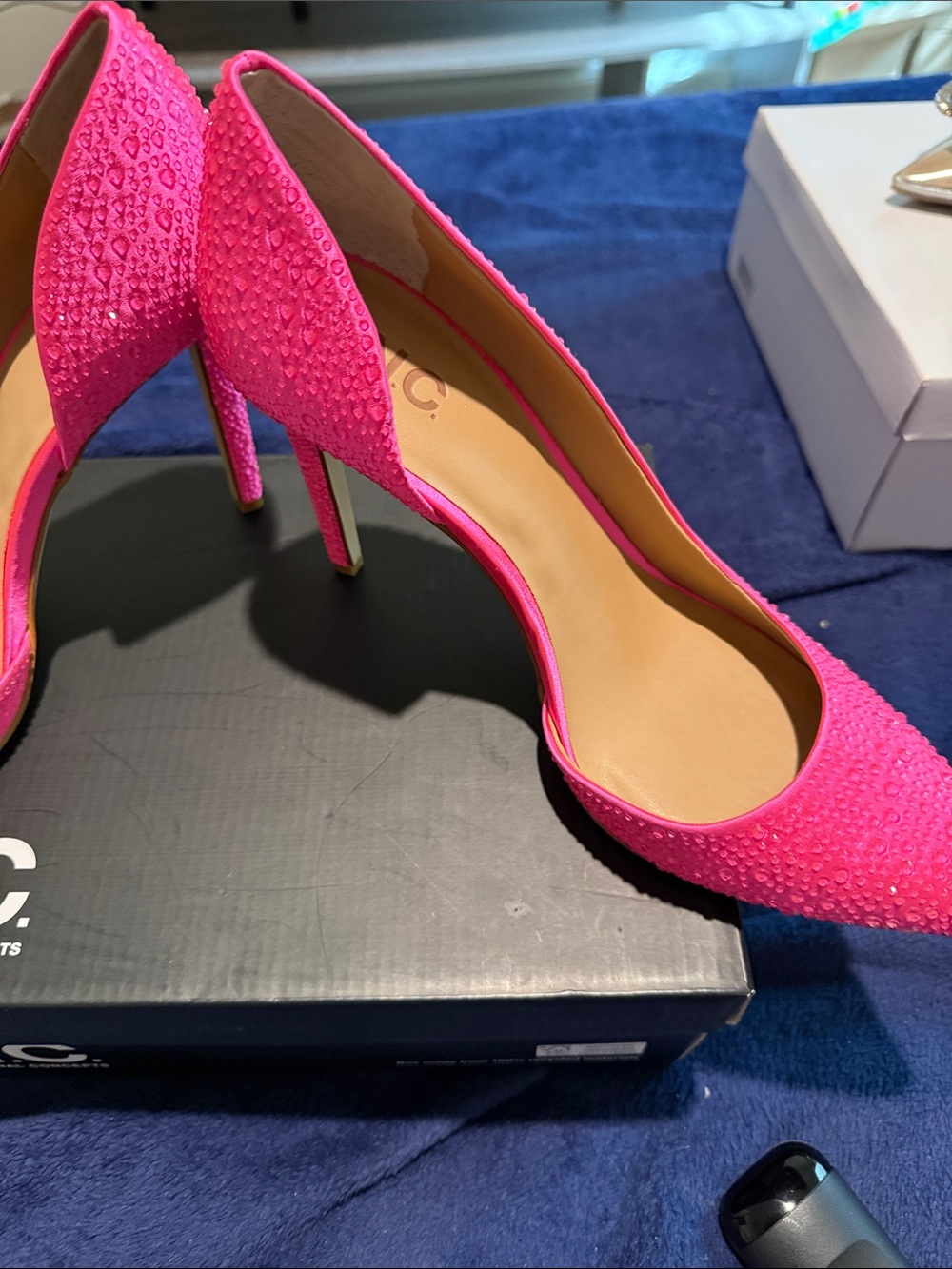 INC International Concepts Bright Pink Crystal-Studded Pointed-Toe Pumps - Picture 4 of 9